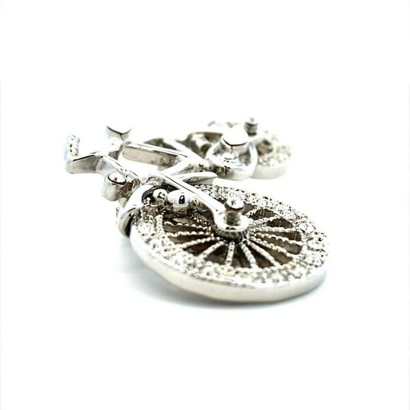 Estate Costume Jewelry Silver Tone Rhinestone Bike Bicycle Moving Wheel Brooch 9 - Picture 4 of 11